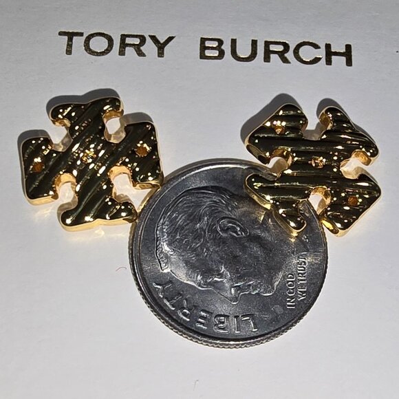 **SOLD** Tory Burch Textured Rope Stud Earrings - Tory Gold - NWOT - Picture 2 of 5